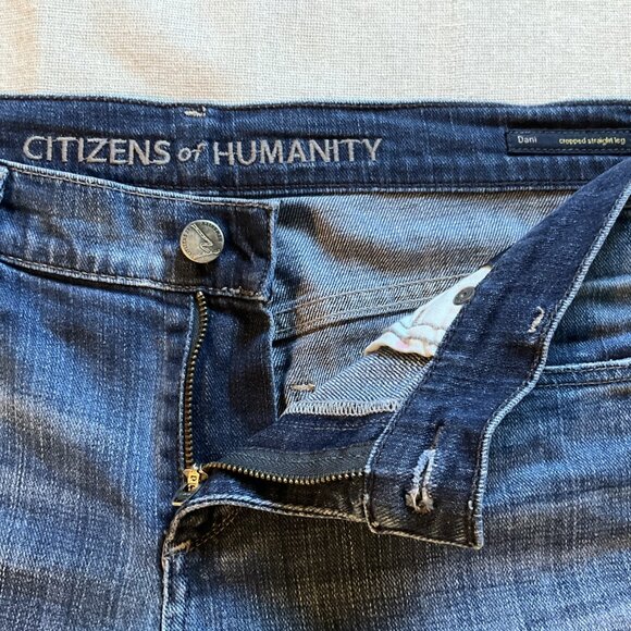 Citizens of Humanity Dani Cropped Straight Leg Cuffed Jeans, Medium Wash, Sz 28 - Picture 4 of 9